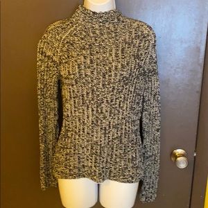 2001 Ann Taylor LOFT black white mock neck sweater